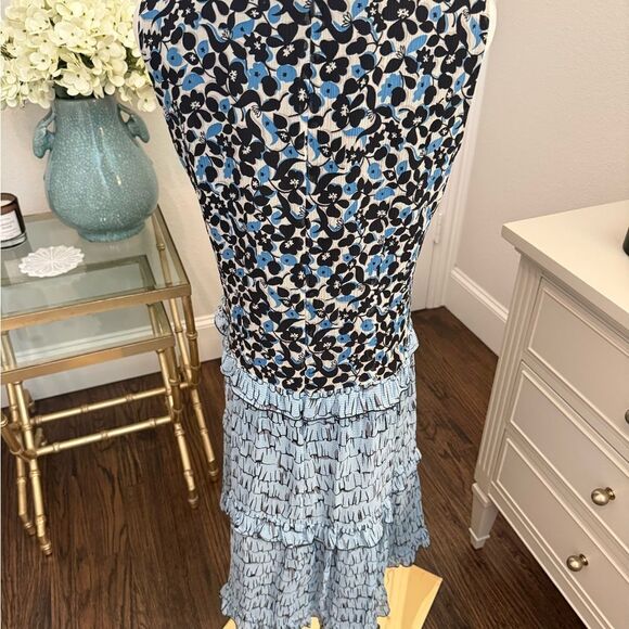 Anthropologie Blueflower Silk Swing Dress by Anna Sui Blue Motif-jj11 - Picture 6 of 9
